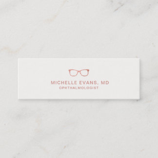Carte De Visite Mini Lunettes de vue d'ophtalmologiste rose Gold