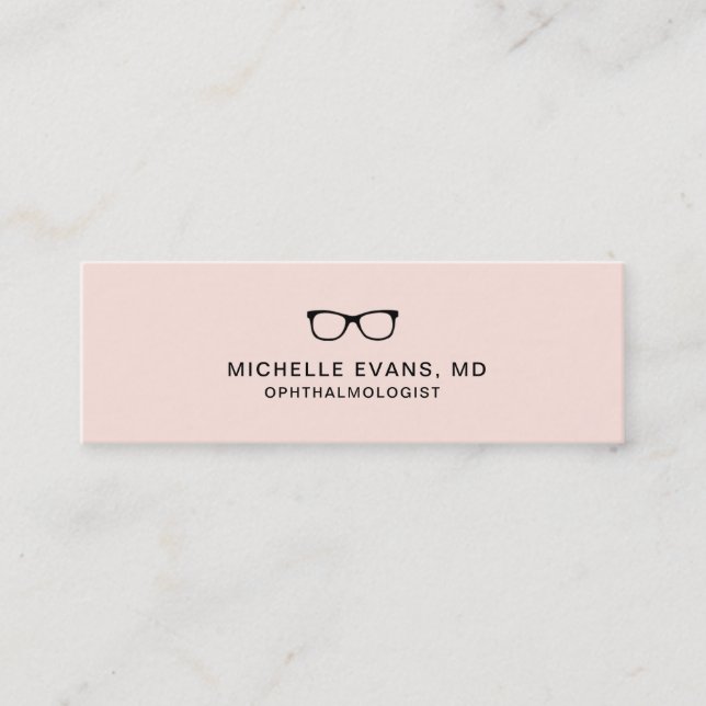 Carte De Visite Mini Lunettes de vue Logo Blush Pink Ophtalmologiste (Devant)