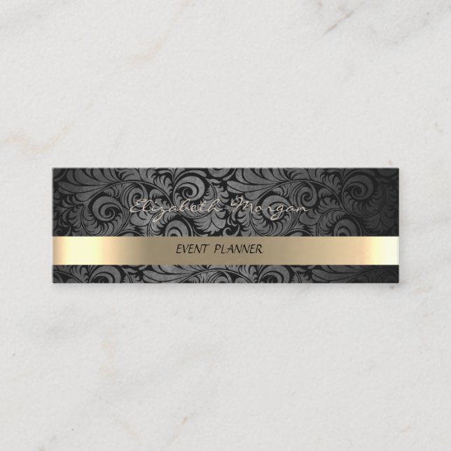Carte De Visite Mini Luxe Élégant ,Damassé,Or Faux (Devant)