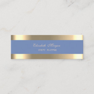 Carte De Visite Mini Luxe Élégant Moderne, rayé d'or, bleu