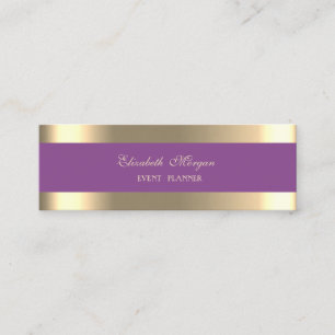 Carte De Visite Mini Luxe Élégant Moderne, Rayé d'Or, Violet