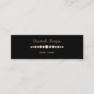 Carte De Visite Mini Luxe Élégant Simple Noir, Diamants, Perles