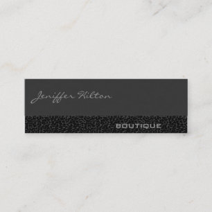 Carte De Visite Mini Luxe moderne professionnel chic leopard gris