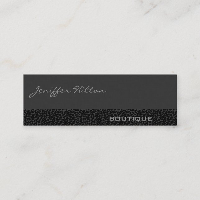 Carte De Visite Mini Luxe moderne professionnel chic leopard gris (Devant)