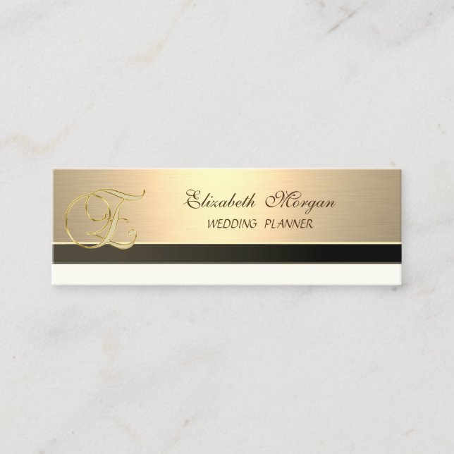 Carte De Visite Mini Luxe Moderne Proffesional Elégant Or (Devant)