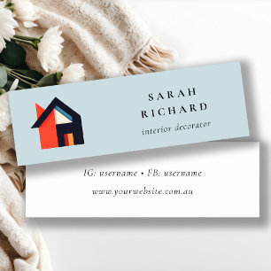 Carte De Visite Mini Maison Moderne Logo Realtor Coloré Bleu Rouge Oran