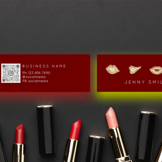Carte De Visite Mini Maquillage Artiste Lèvres Injecteur Cosmétique Inj (Makeup Artist Lips Nurse Cosmetic Injector Qr Mini Business Card)