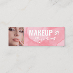 Carte De Visite Mini Maquillage de photo à l'aquarelle rose corail roug