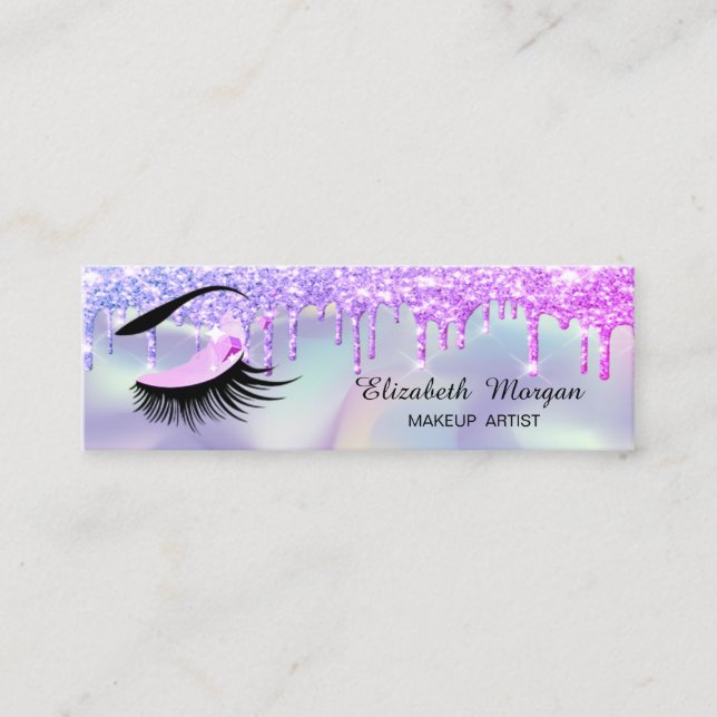 Carte De Visite Mini Maquillage, Holographie Lashes Parties scintillant (Devant)