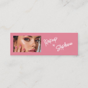 Carte De Visite Mini Maquillage photo écriture rose blush blanc