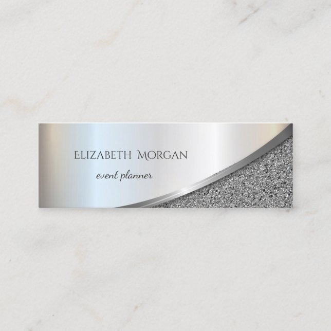 Carte De Visite Mini Marbre Argent Moderne Élégant Professionnel (Devant)
