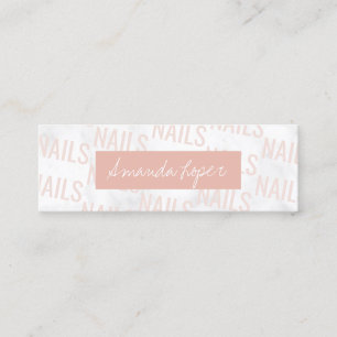 Carte De Visite Mini Marbre blanc moderne et ongles rose vif
