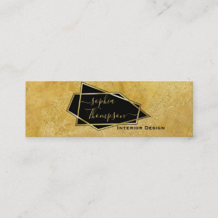 Carte De Visite Mini Marbre Script Luxueux Élégant Doré Pailleté