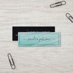 Carte De Visite Mini Marées de verre de mer   Entreprise aquarelle bleu