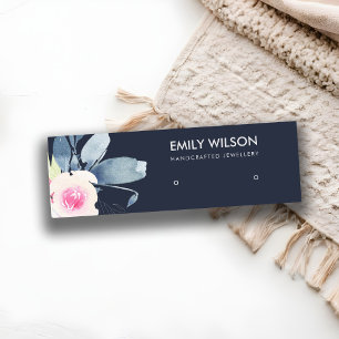CARTE DE VISITE MINI MARINE BLEU BLEU FLORAL STUD EARRY AFFICHER LOGO