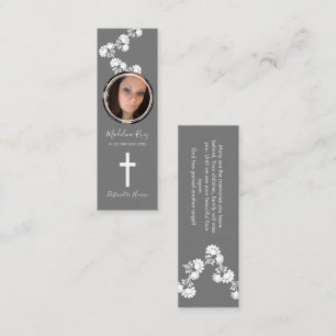 Carte De Visite Mini Marque-page motif floral photo de croix funéraire