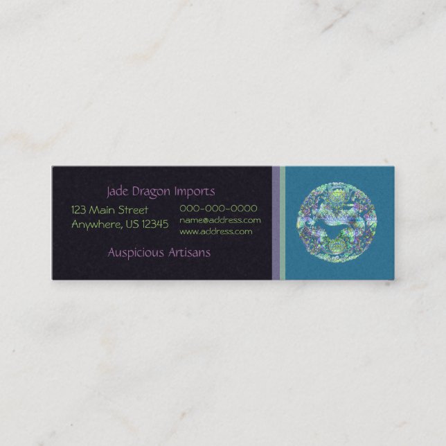 Carte De Visite Mini Médaillon de dragon d'Aqua (Devant)