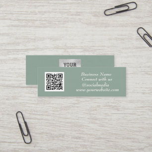 Carte De Visite Mini Médias sociaux QR Code Scannable Sage Professionne