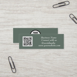Carte De Visite Mini Médias sociaux QR Code Scannable Sage Professionne