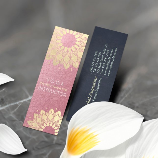 Carte De Visite Mini Méditation Yoga Instructeur Rose Gold Mandala Lotu (Créateur téléchargé)