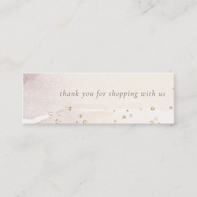 Carte De Visite Mini Merci Abstrait D'Aquarelle Lilac Or À Commande (Devant)