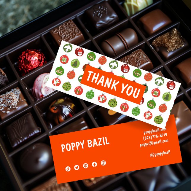 Carte De Visite Mini Merci Commande médias sociaux icônes XMAS Holiday (Thank You Order Social Media Icons XMAS Holiday Mini Business Card
)