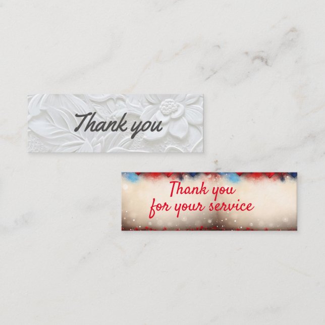 Carte De Visite Mini Merci/Merci pour votre service (Devant / Derrière)