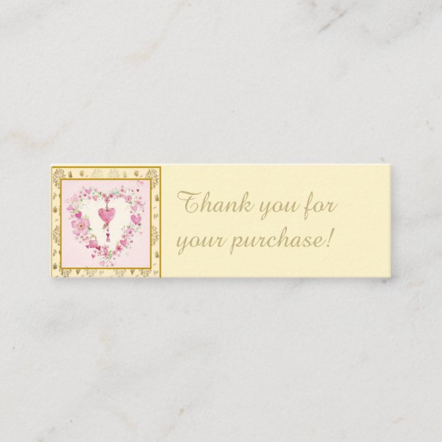 Carte De Visite Mini Merci pour la commande Floral Heart (Devant)