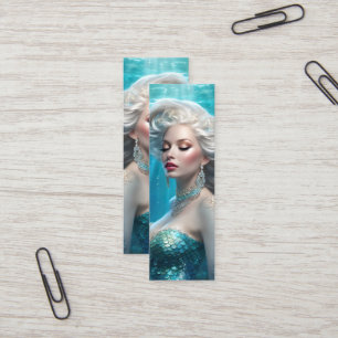Carte De Visite Mini Mermaid cheveux en argent Turquoise Océan Mini Sig