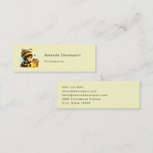 Carte De Visite Mini Mignonne fille en costume d'abeille avec miel