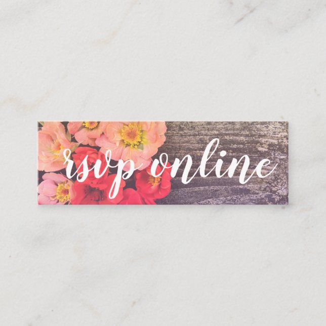 Carte De Visite Mini Mini carte RSVP Web Peach et Poppy (Devant)