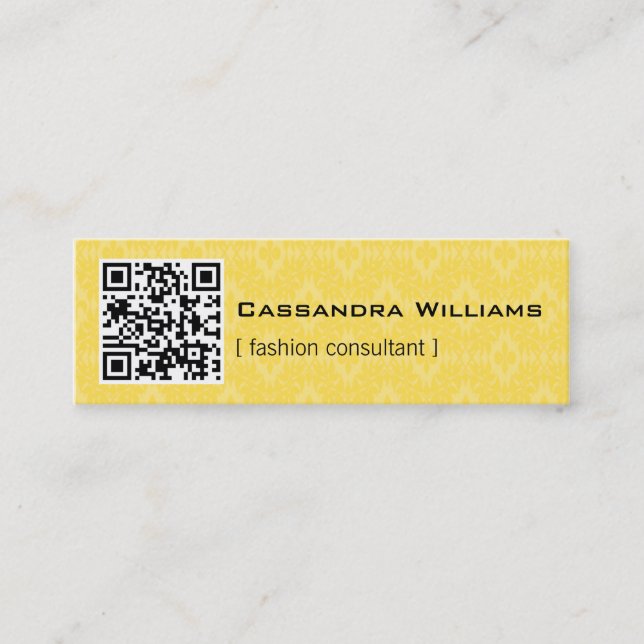 Carte De Visite Mini Mini-Cartes de visite du CODE QR des Damas jaunes (Devant)
