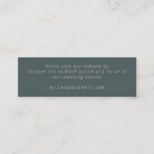 Carte De Visite Mini Mini Mariage Turquoise minimal Élégant Carte RSVP