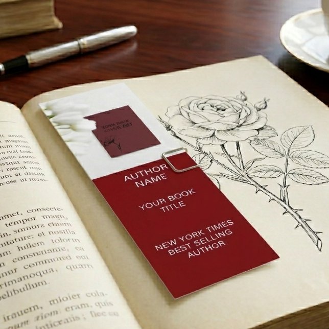 Carte De Visite Mini Minimalist Author Bookmark Template with Book Cove (Créateur téléchargé)
