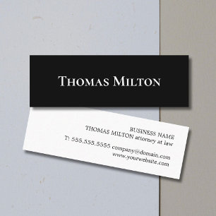 Carte De Visite Mini Minimaliste Élégant Consultant Avocat Noir Blanc