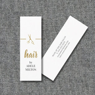 Carte De Visite Mini Minimaliste Élégant Faux Or Blanc Coiffeur
