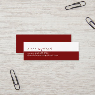Carte De Visite Mini Minimaliste Moderne Demi Rouge Foncé