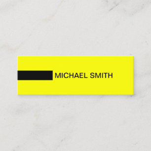 Carte De Visite Mini Minimaliste moderne élégant Jaune Noir