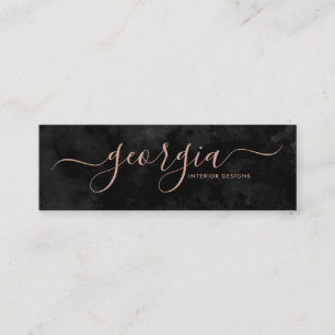 Carte De Visite Mini Minimaliste Moderne Signature Noir & Or Rose
