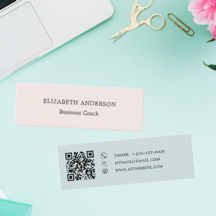 Carte De Visite Mini Minimaliste Rose Pâle Sarcelle Vert Sauge