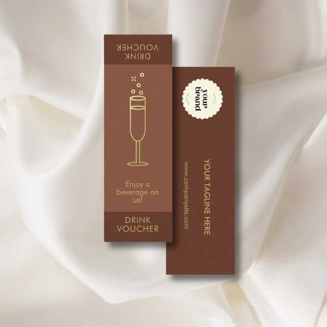 Carte De Visite Mini Minimum Mocha Event Logo Gold Bubbly Boire Voucher (Créateur téléchargé)