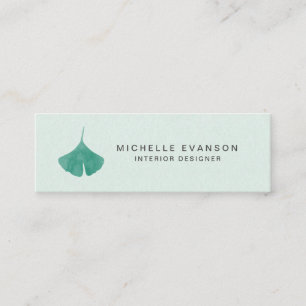 Carte De Visite Mini Mint Vert Simple Ginkgo Leaf Nature
