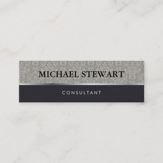 Carte De Visite Mini Modèle Damas classique cuir noir (Devant)