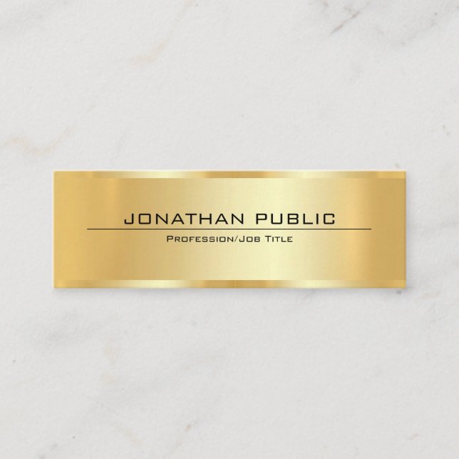 Carte De Visite Mini Modèle élégant de faux or pour professionnel de la (Devant)