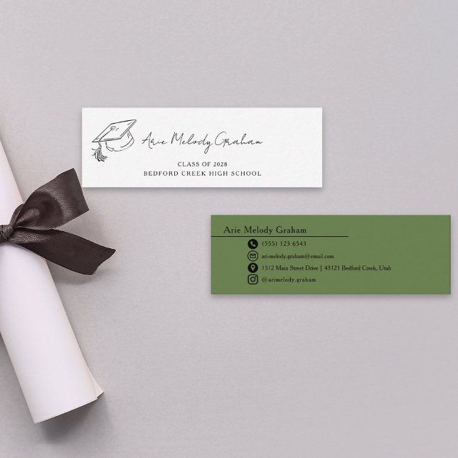 Carte De Visite Mini Modern Handwritten Script Graduate Name Card (Créateur téléchargé)