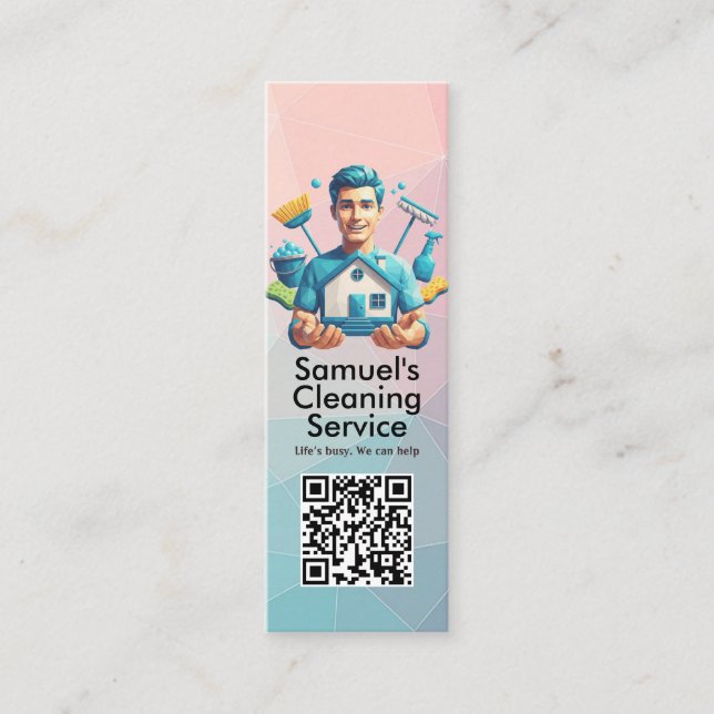 Carte De Visite Mini Modern House Cleaning Maid Service Housekeeping (Devant)