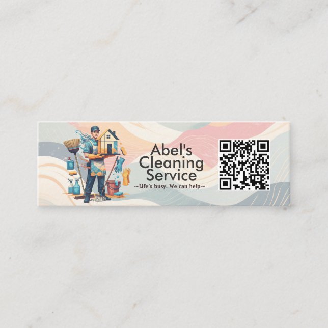 Carte De Visite Mini Modern House Cleaning Maid Service Housekeeping (Devant)