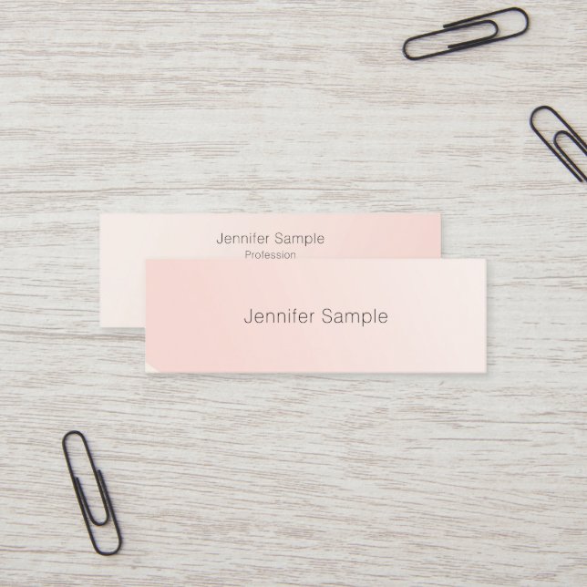 Carte De Visite Mini Modern Simple Design Blush Pink Template Trendy (Devant/Arrière en situation)