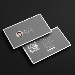 Carte De Visite Mini moderne Code QR professionnel simple Photo