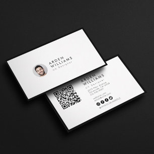 Carte De Visite Mini moderne Code QR professionnel simple Photo